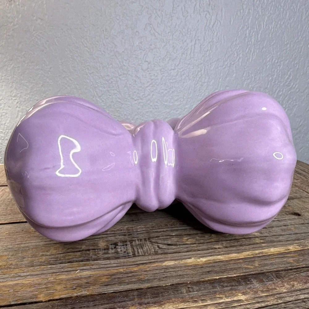 Purple Glossy Ceramic Bow, Girls/Nursery Decor Decoration Ceramic Bow Aesthetic